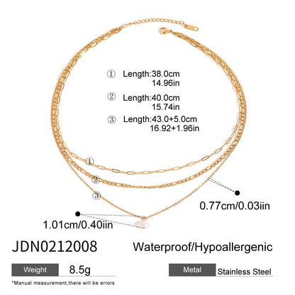 Three-layer Stacked Titanium Steel Necklace Accessories for Women, Light Luxury High-end Clavicle Chain Stainless Steel Jewelry