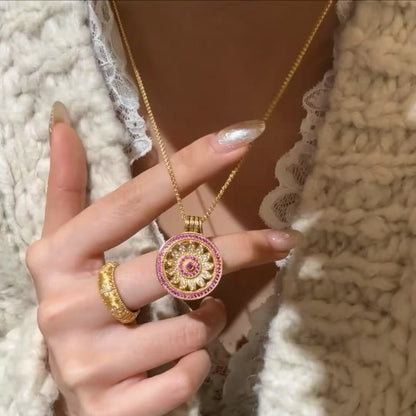 Italian Craft Brushed Light Spring Series Rose Full Diamond Double-Sided Wear Brushed Craft Compass Exquisite Light Luxury