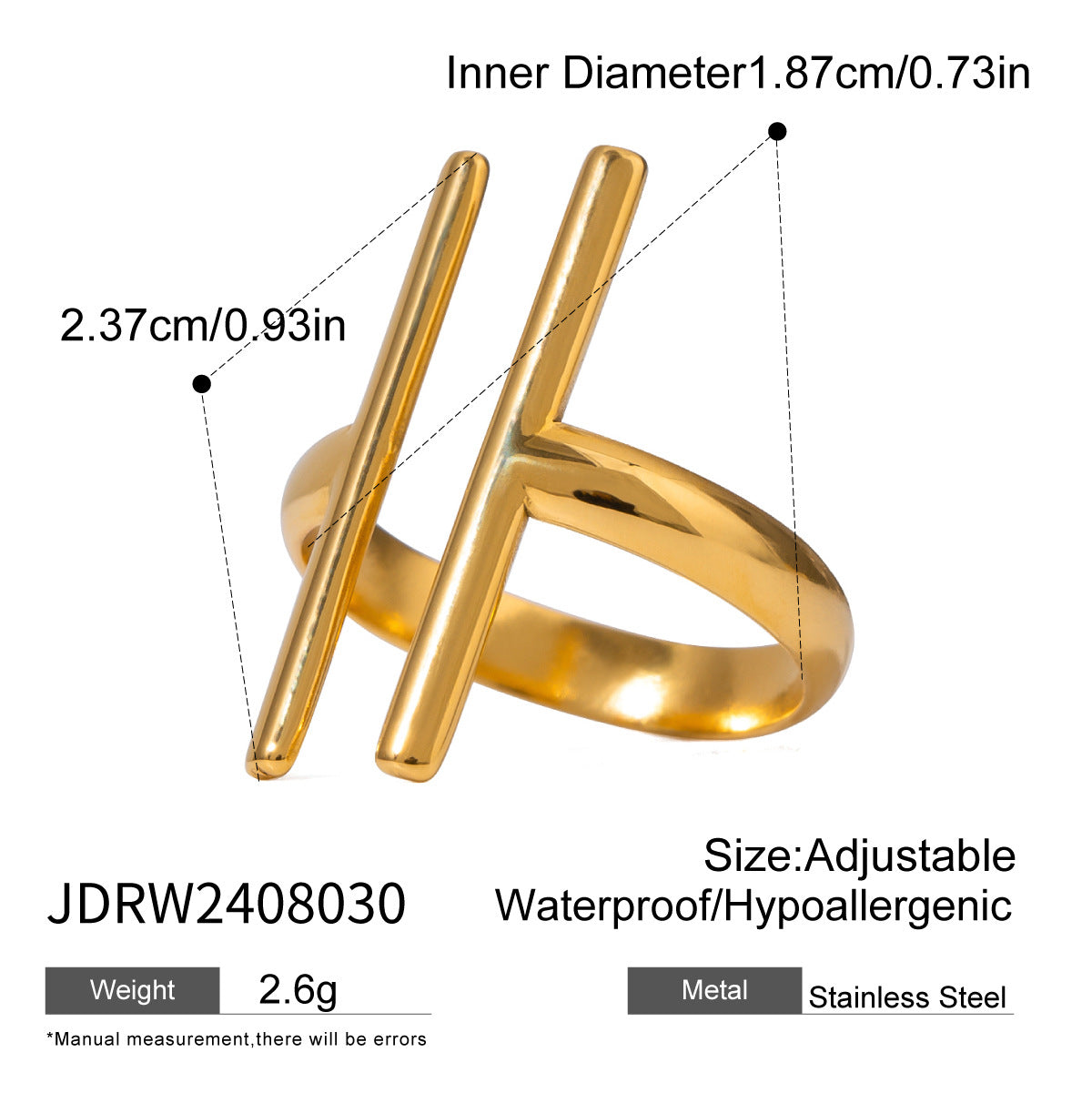 Stainless Steel Gold Exaggerated Ring High-End Ins Style Ring Jewelry Titanium Steel Rings Hand Accessories
