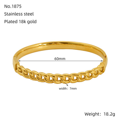Hot-Selling Non-Fading Bracelet Titanium Steel Gold Wide Open Versatile Cuban Diamond-Studded Bracelet Factory Direct Sale