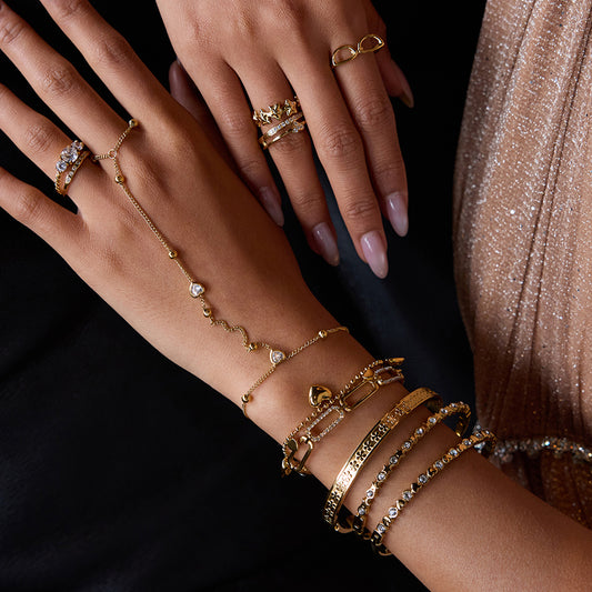 Stainless Steel Heart Bracelet Light Luxury High-End Feel 18k Gold Jewelry Non-Fading Titanium Steel Accessories