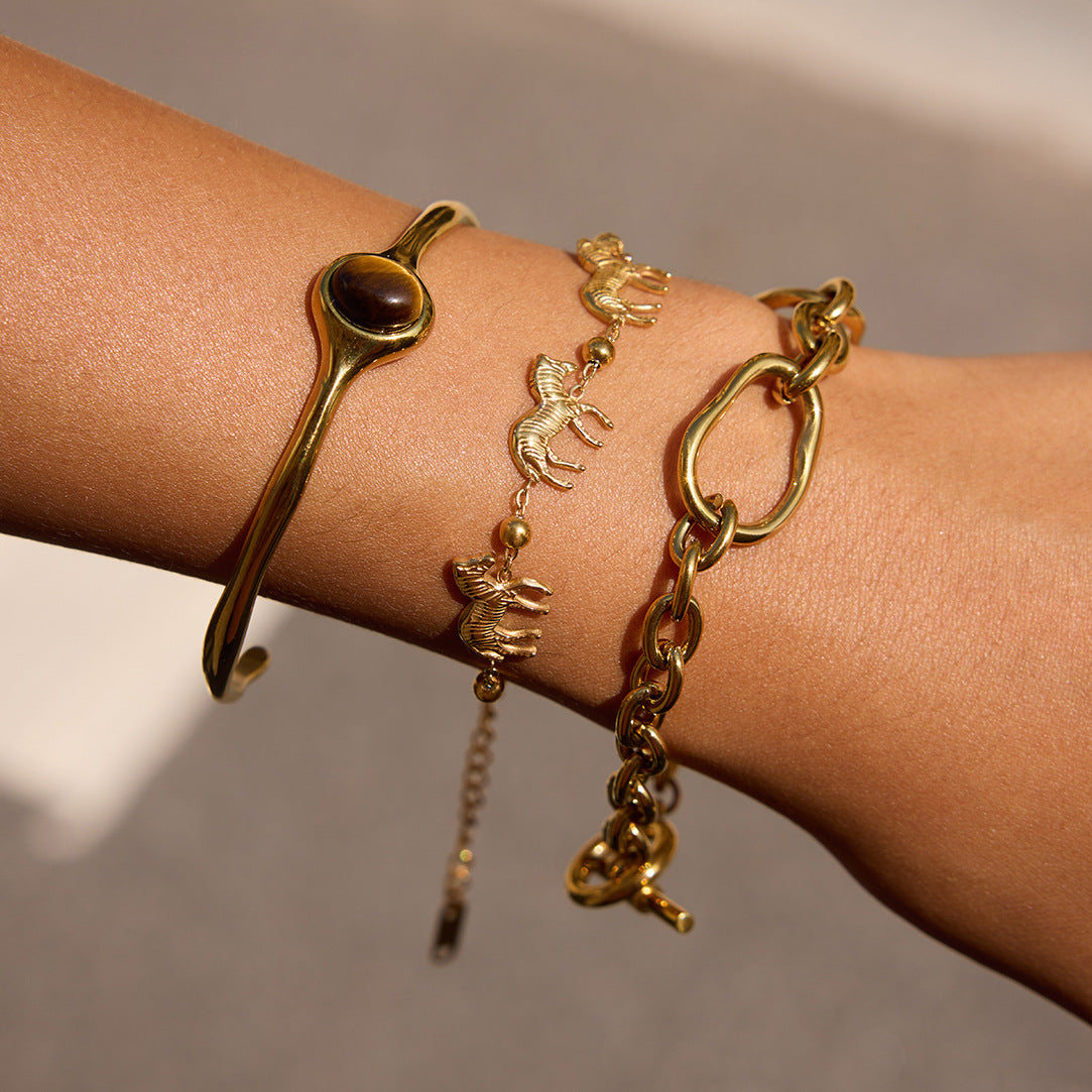 Titanium Steel Bracelet Niche Light Luxury Jewelry Non-Fading Bangle 18K Gold Stainless Steel Accessories High-End Feel