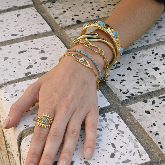 Titanium Steel Devil's Eye OT Buckle Bracelet Niche Light Luxury Hand Jewelry Non-Fading Stainless Steel Autumn Winter Accessories