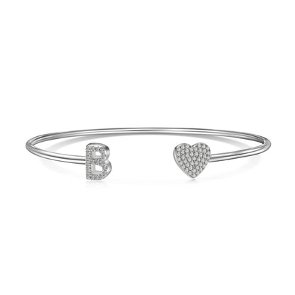 S925 Sterling Silver English Letter Bracelet for Women with Micro Pave Zirconia, Light Luxury Personality Style Bracelet