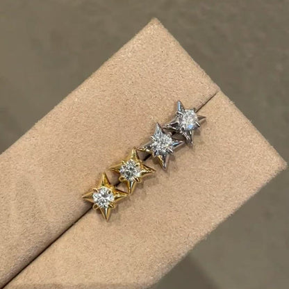 High Carbon Diamond Star Stud Earrings Summer New Trend Simple Petite Star Earrings Light Luxury Ear Jewelry New Trend