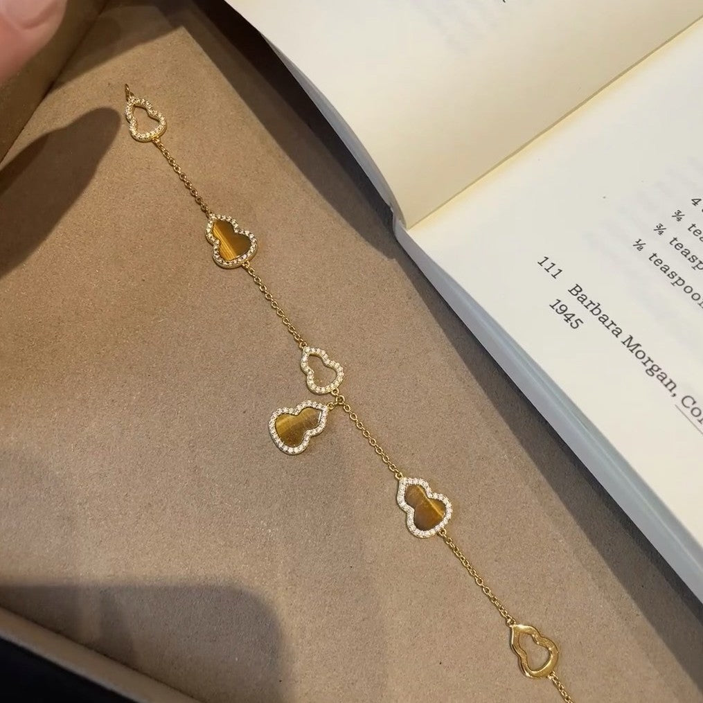 S925 Light Luxury Retro Melad Series Tiger Eye Stone Gourd Bracelet Exquisite Luxury Whitening High-end Bracelet