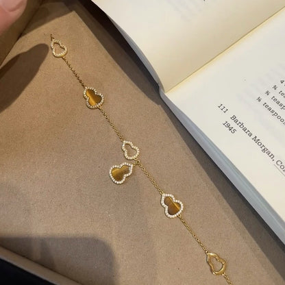 S925 Light Luxury Retro Melad Series Tiger Eye Stone Gourd Bracelet Exquisite Luxury Whitening High-end Bracelet