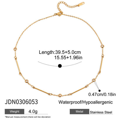 18K Stainless Steel Zircon Necklace Light Luxury High-end Clavicle Chain Titanium Steel Non-fading Jewelry