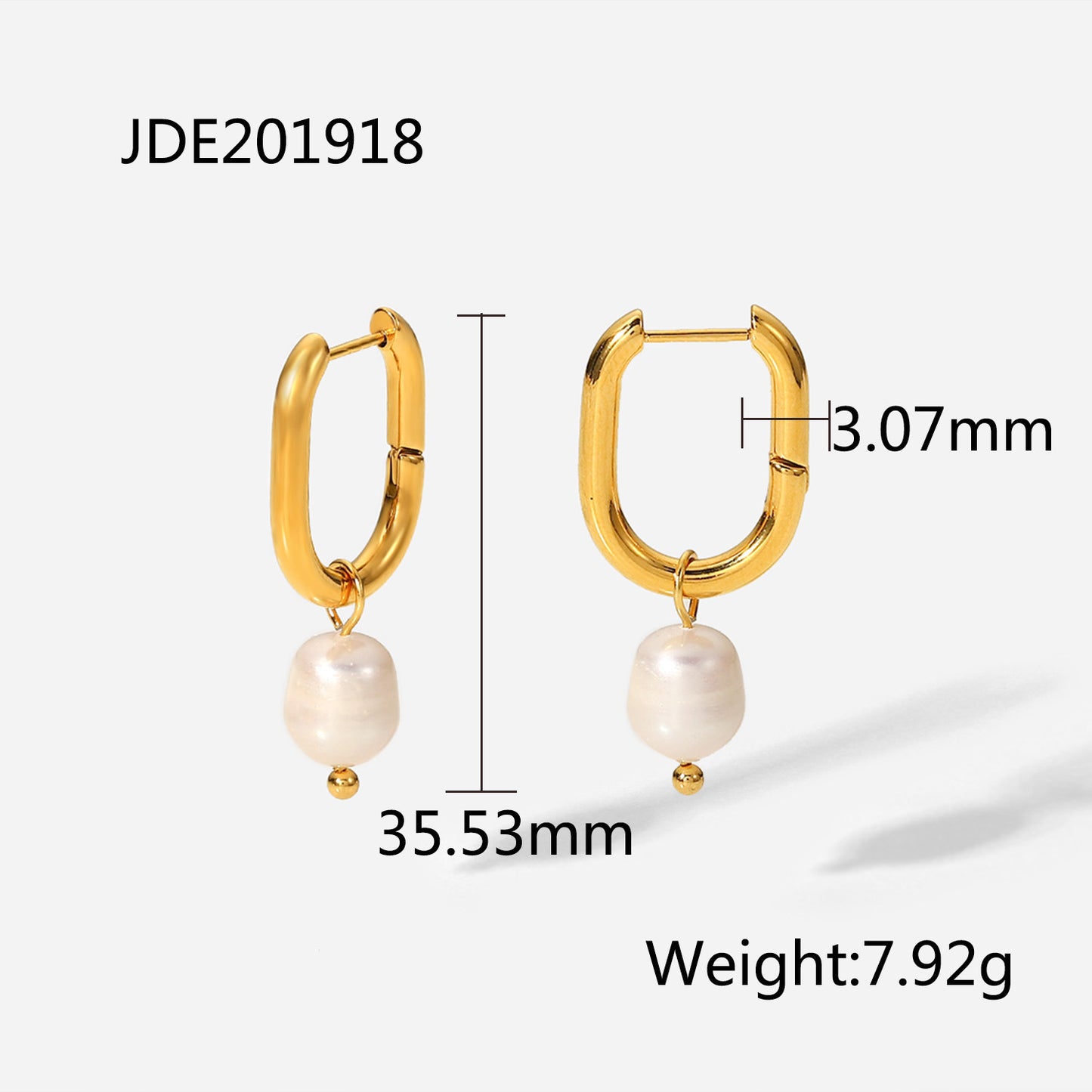 INS Style Internet Celebrity Same Style 18K Gold Stainless Steel Earrings Fashionable Personality Pearl Earrings Hoop Earrings Women's Jewelry