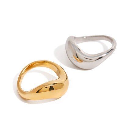 Stainless Steel Ring High-End Niche Exaggerated Ring Titanium Steel 18k Gold Hand Jewelry Ring