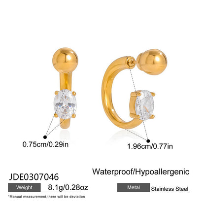 Titanium Steel Zircon Earrings Light Luxury High-end Ear Clips Non-fading Stud Earrings Stainless Steel Jewelry for Women
