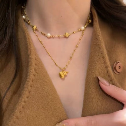 Pumpkin Brushed Gourd Fairy Chain Necklace s925Niche Light Jewelry Necklace Pendant Point Diamond Light Luxury Neck Accessory