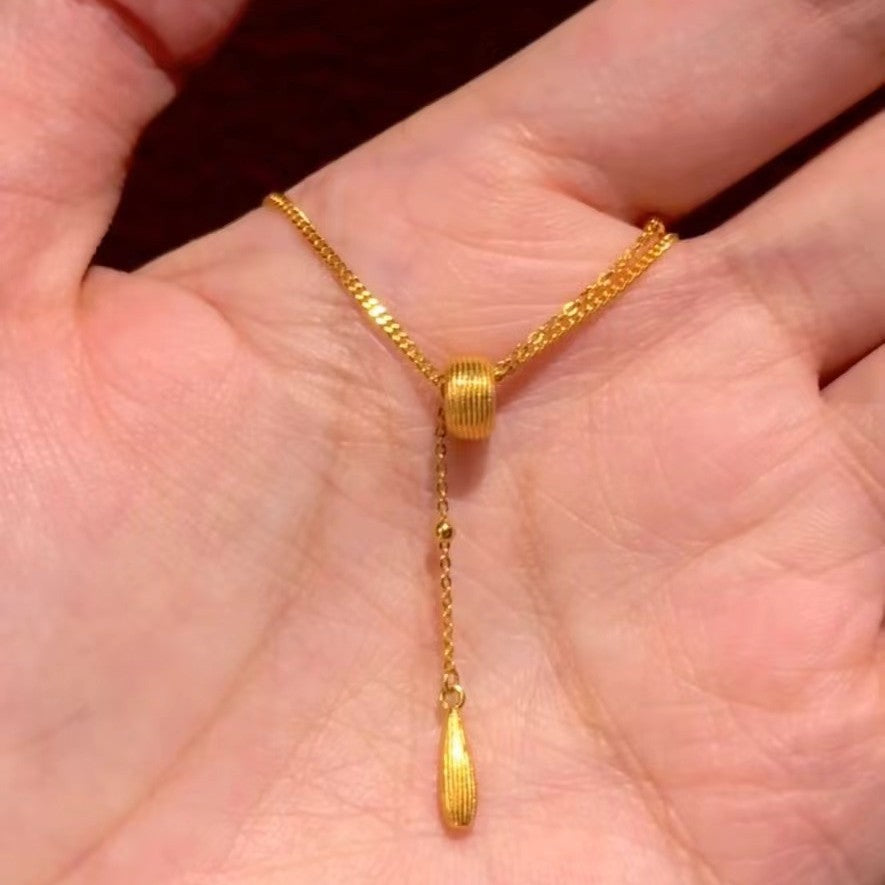 Italian Craft Brushed Vintage Style Pure Silver S925 Minimalist Tears of Luo Shen Necklace