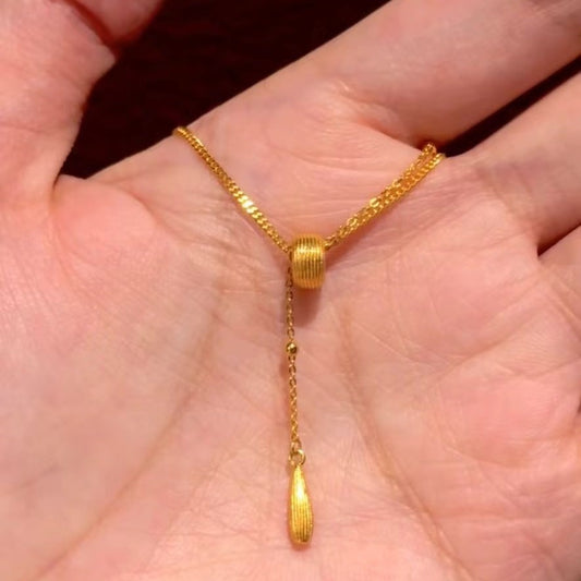 Italian Craft Brushed Vintage Style Pure Silver S925 Minimalist Tears of Luo Shen Necklace