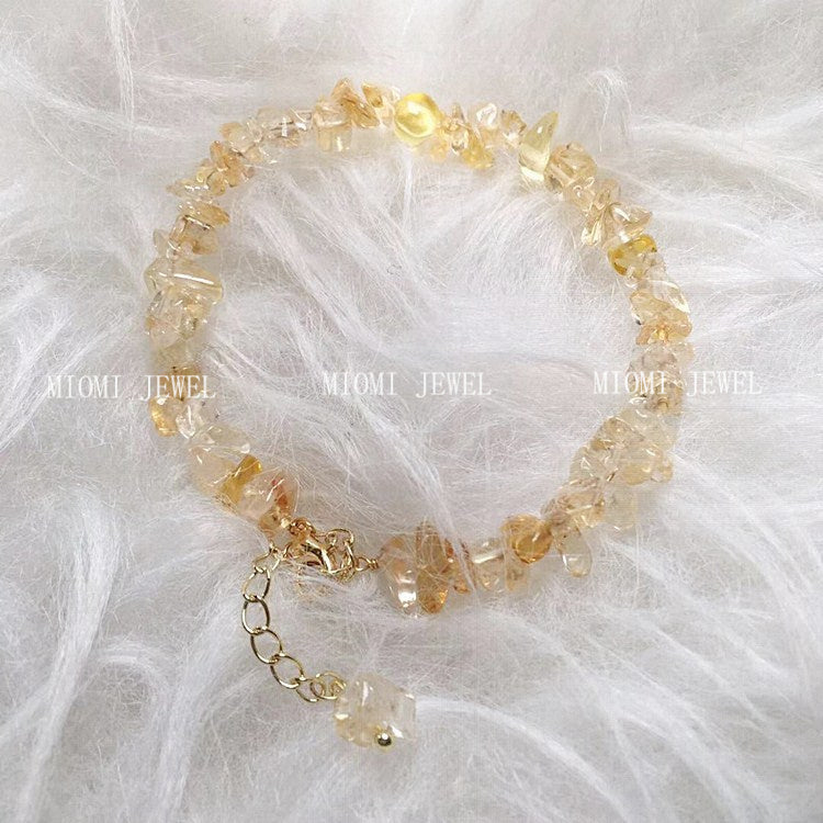 Meisa Crystal Yellow Crystal Crushed Stone Bracelet 14K Gold Plated Accessories Long-lasting Color Retention
