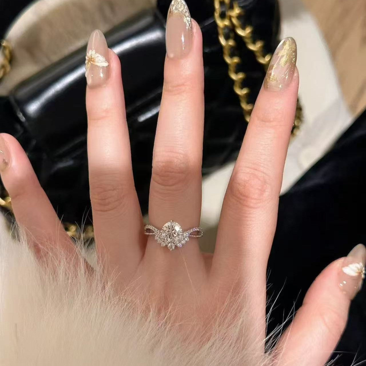 Light Luxury Style Super Sparkling Moissanite Ring for Women S925 Silver Full Diamond Set Ring Stackable Ring