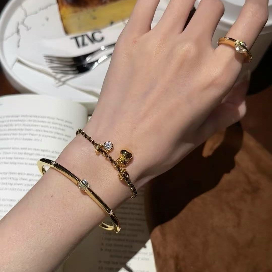 925C Sterling Silver Black Gold Braided Gourd Bracelet Fulu Fashion Exquisite High-end Versatile Bracelet