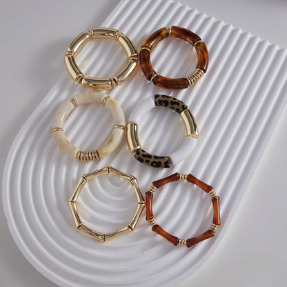 UV Gold-Plated Resin Bracelet Acrylic Bamboo Joint Bracelet Melad Autumn Winter High-End Feel Bracelet Niche Jewelry