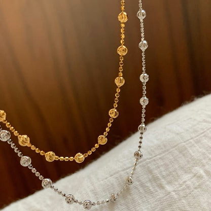 Pure Silver S925 Starry Sky Laser Sparkling Bead Necklace Light Luxury High-end Niche Design Versatile Layered Collarbone Chain