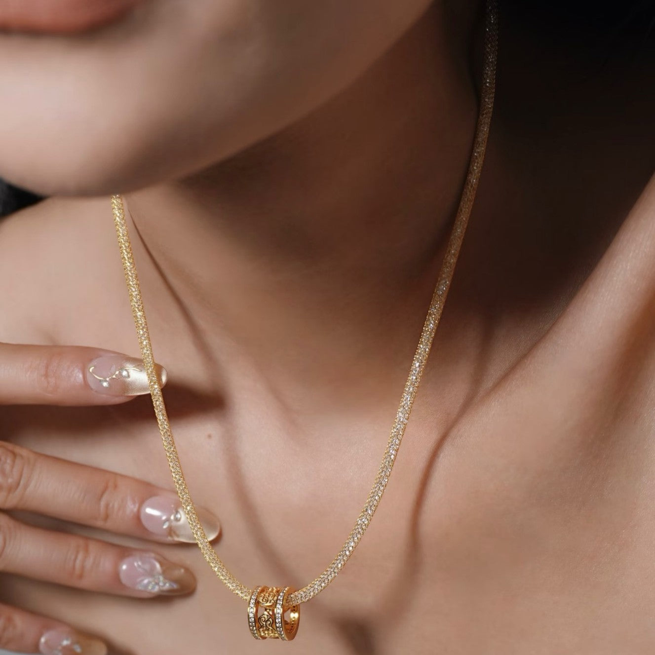 Pure Silver S925 Italian Craft Money Bag Mesh Necklace Niche Design Light Luxury High-end Feel Elegant Collarbone Chain