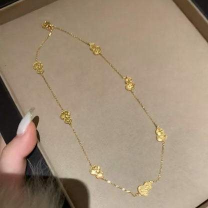 Pure Silver S925 CNC Craft Ice Crushed Gourd Necklace Chain Exquisite High-end Niche Design