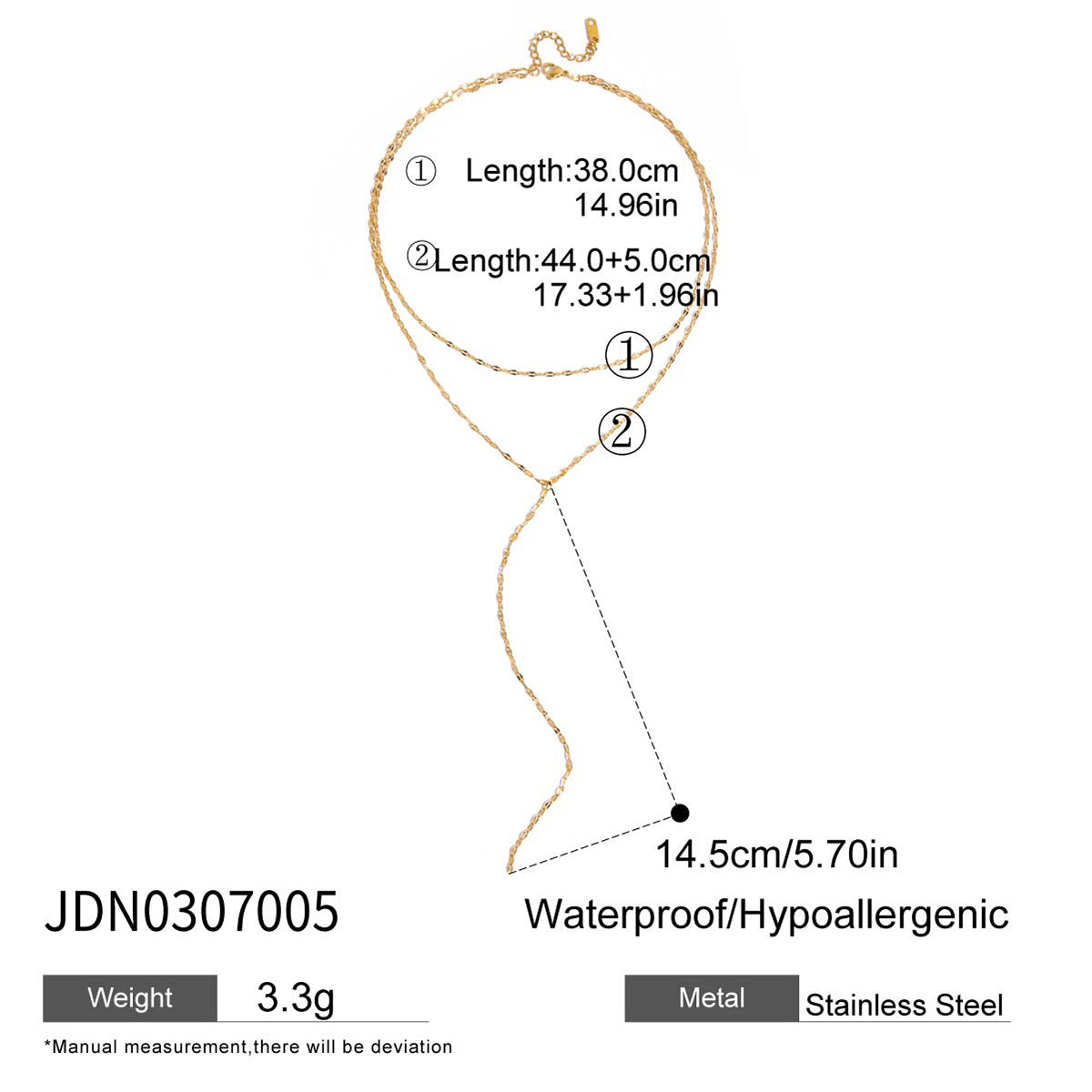 Stainless Steel Chain Y-Chain Light Luxury High-End Necklace Titanium Steel Long Necklace Autumn Winter Sweater Chain