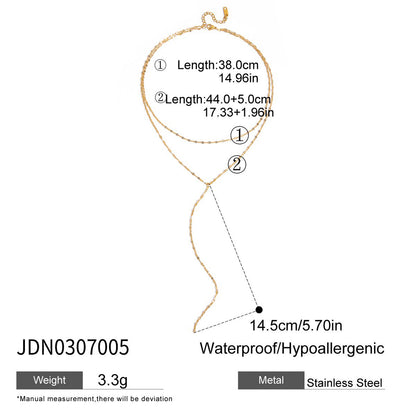 Stainless Steel Chain Y-Chain Light Luxury High-End Necklace Titanium Steel Long Necklace Autumn Winter Sweater Chain