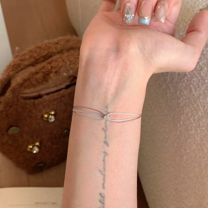 Three-Color Rainbow Small Red Rope Hand-Woven Bracelet with Sparkling Diamonds, Light Luxury Fashionable Versatile Women's Bracelet