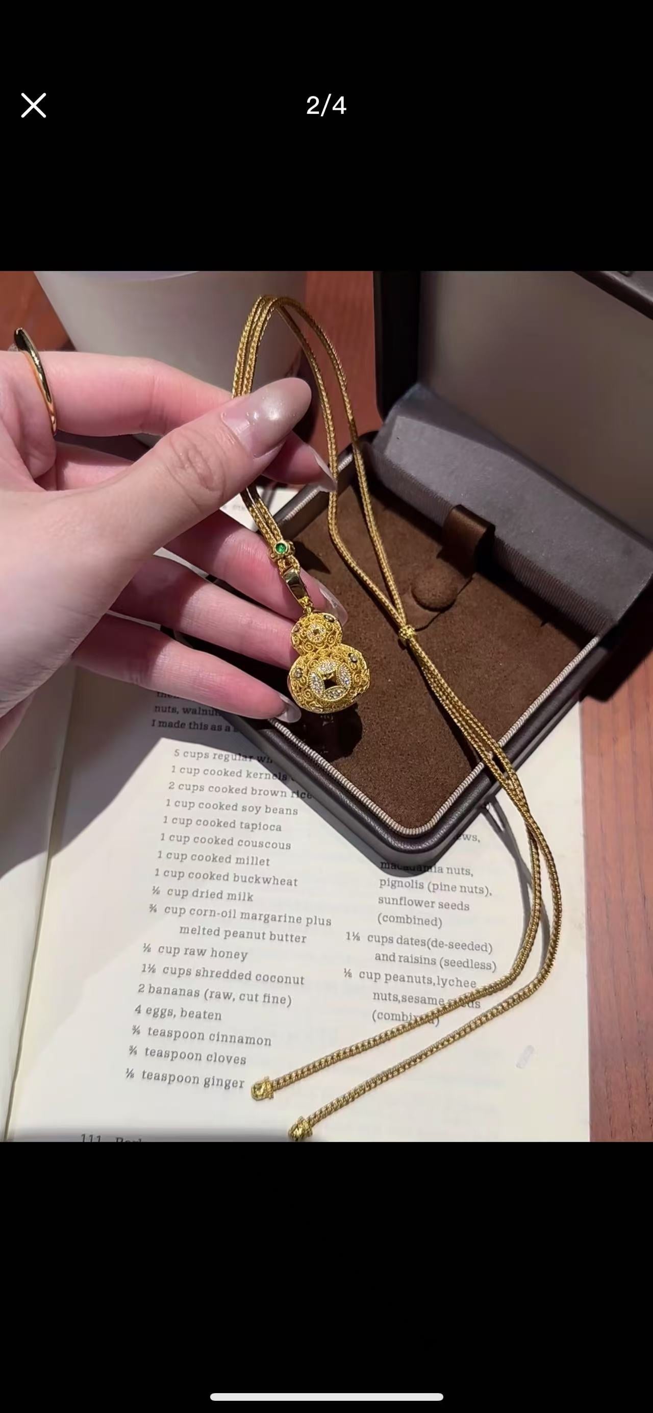 Sterling Silver S925New Chinese Style National Style Filigree Gourd Brown Rope Sweater Chain Light Luxury Fashion Versatile High-end Palace Style