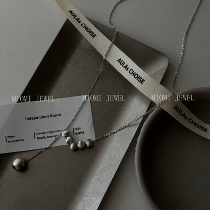 S925 Sterling Silver Cat's Eye Bead Flowing Light Necklace for Women Korean Niche Design High-end Simple Hot-selling Collarbone Chain