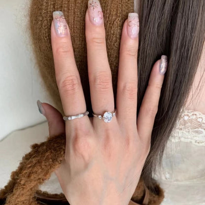 Italian Vintage Brushed Light Luxury High-End Jewelry 925 Sterling Silver High Carbon Diamond Pigeon Egg Ring New Model