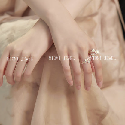 S925 Sterling Silver French Retro Palace Style Three-Dimensional Flower Iris Ring Color-Block Ancient Medieval Open Ring