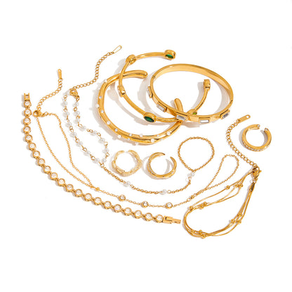 Stainless Steel Finger Bracelet Light Luxury High-end Ring Female Niche Design Rings Titanium Steel Jewelry