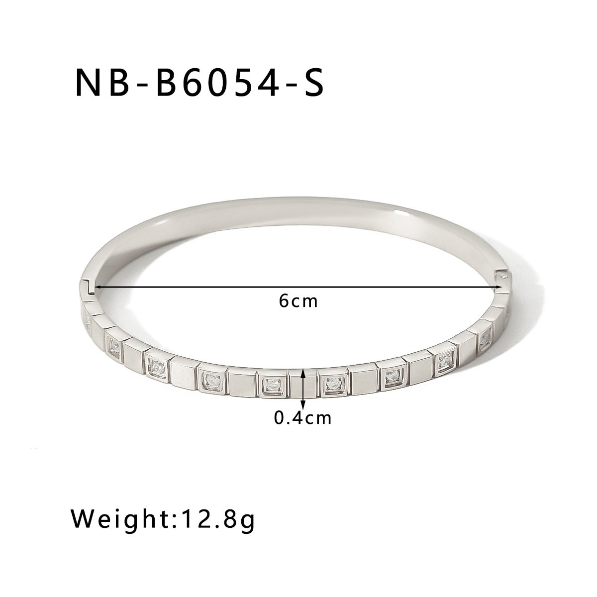 Hot-Selling Zircon Heart-Shaped Quadrilateral Geometric White Zircon Green Zircon Titanium Steel Real Gold Plated Color-Retaining Jewelry Bracelet