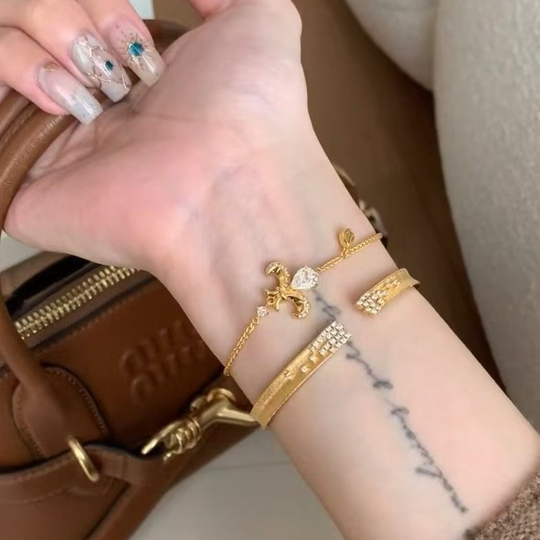 Sterling Silver S925 High Carbon Diamond Iris Bracelet Light Luxury High-end Exquisite Niche Design Jewelry