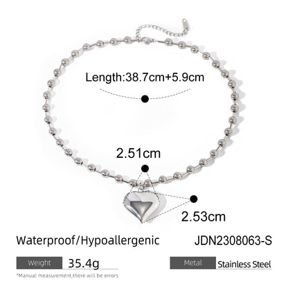Stainless Steel Heart Pendant Necklace High-End Collarbone Chain Titanium Steel Jewelry Necklace
