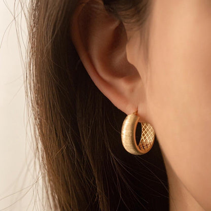 Vintage Style Brushed Craft Earrings Jewelry Brushed Plain Hoop Earrings Studs Niche Versatile Ear Clips Light Luxury Ear Accessories