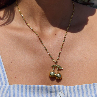 Cherry Titanium Steel Necklace Accessories for Women, Light Luxury High-End Clavicle Chain, 18k Stainless Steel Jewelry