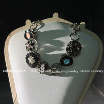 Silver whimsical choker gothic necklace