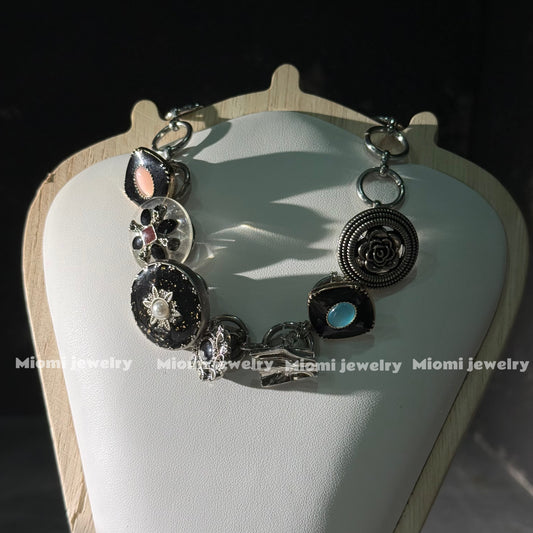 Silver whimsical choker gothic necklace