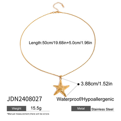 Stainless Steel Starfish Pendant Necklace High-End Ins Collarbone Chain Titanium Steel Ocean Jewelry