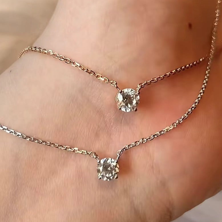 Pure Silver S925 Light Luxury High-End High-Gloss Snake Bone Chain High Carbon Diamond Zhao Lusi Same Style Nose Chain Necklace Collarbone Chain