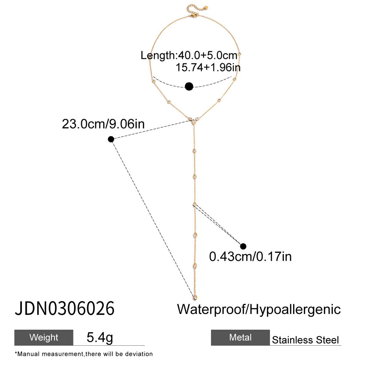 Stainless Steel Zircon Y-Chain Light Luxury Long Necklace Titanium Steel Jewelry for Women High-End Autumn Winter Sweater Chain