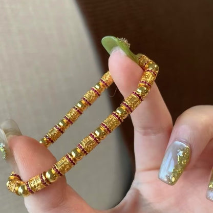 Pure Silver S925 Cultural Play Zodiac Year Red Bracelet Elastic Cord National Style Light Luxury Fashion Versatile Bracelet