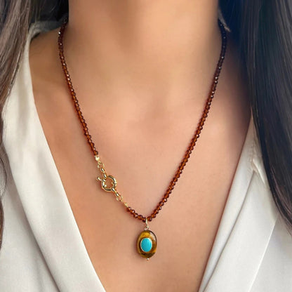 Stainless Steel Style Natural Stone Niche High-End Necklace Versatile Style Elegant Collarbone Chain