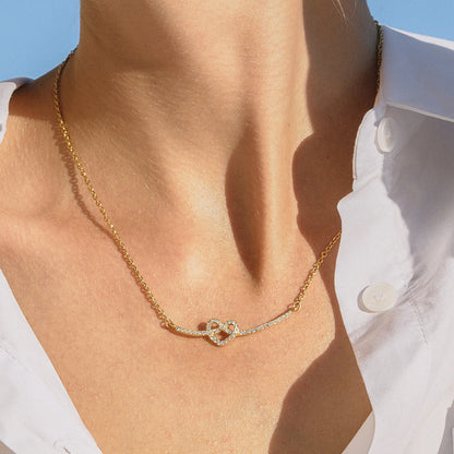 Titanium Steel Rhinestone Heart Necklace Light Luxury Niche Collarbone Chain Stainless Steel Jewelry for Women High-End Feel Jewelry