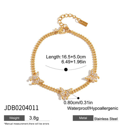 Stainless Steel Zircon Bracelet for Women, Light Luxury High-End Jewelry, Non-Fading Titanium Steel Accessories, Hot Item