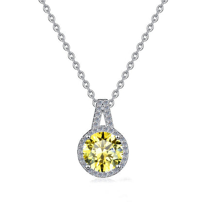 925 Sterling Silver Moissanite Pendant Clavicle Chain V-shaped Round Versatile Round Moissanite Necklace