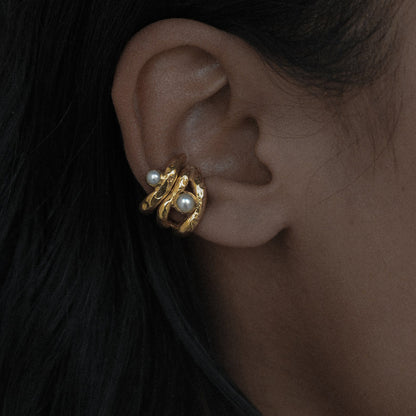 Pearl Ear Clip Stainless Steel Earrings Light Luxury High-end Earrings Niche Design Titanium Steel Jewelry