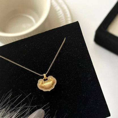 S925 Sterling Silver Brushed Craft Ruyi Lock Bag Pendant for Women High-end New Chinese Style National Trend Clavicle Chain